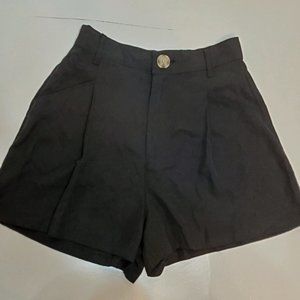Zara Black Pleated Trouser Shorts